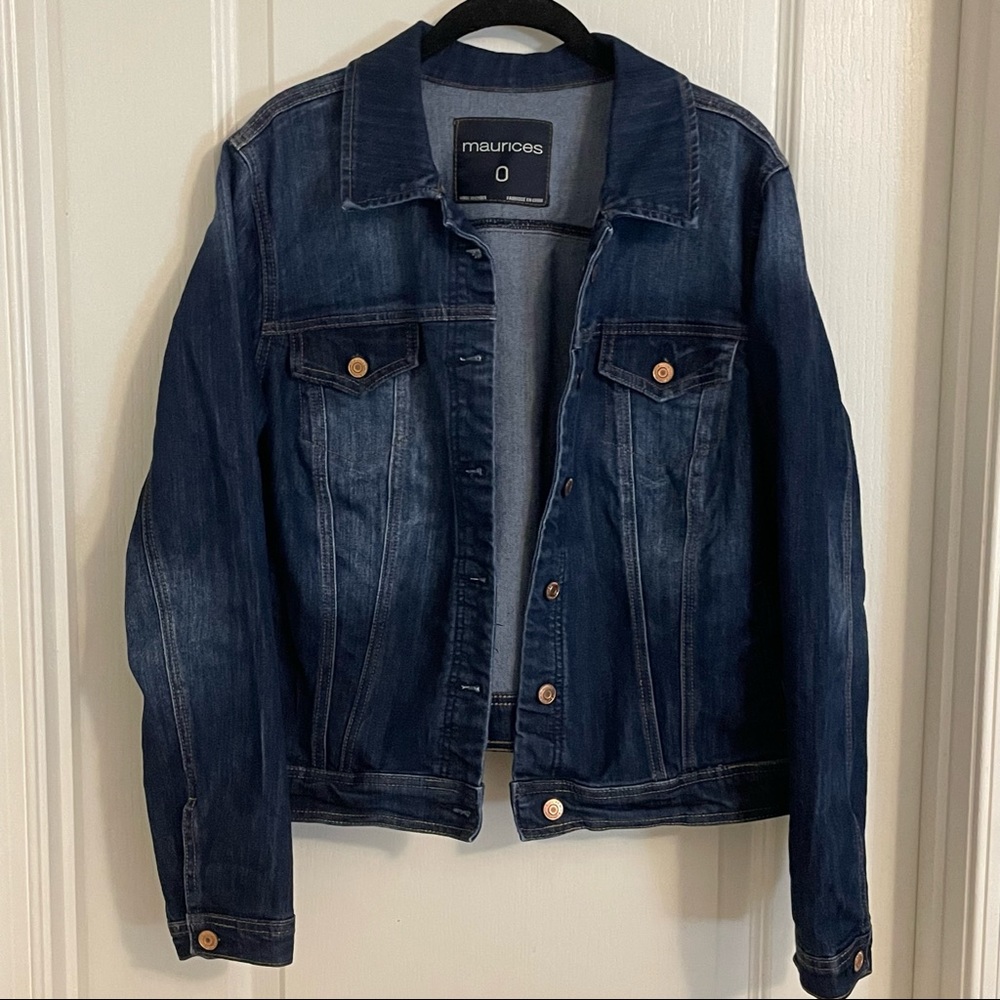 Dark wash jean jacket with stretch